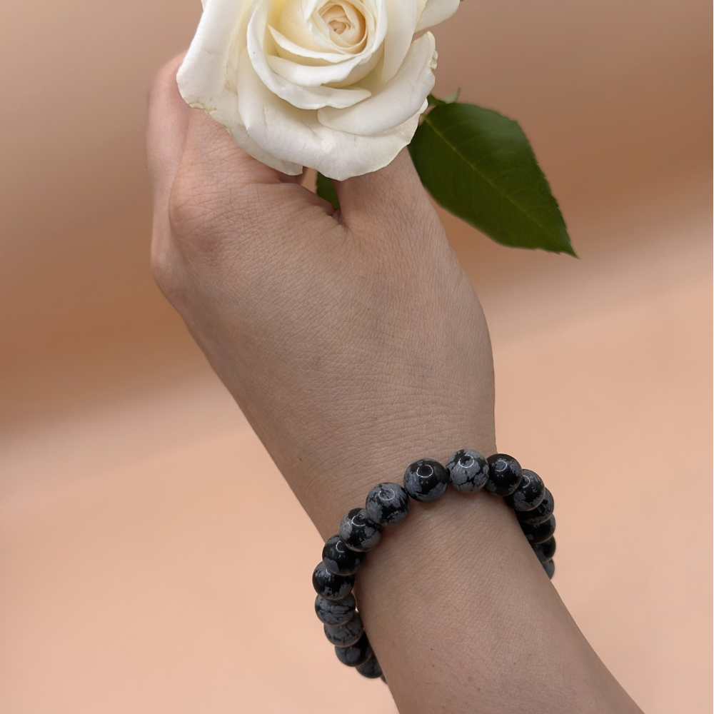 Armband snöflingeobsidian 8-9 mm
