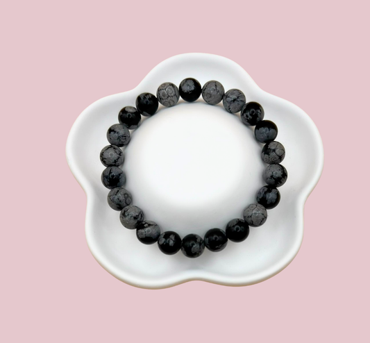 Armband snöflingeobsidian 8-9 mm