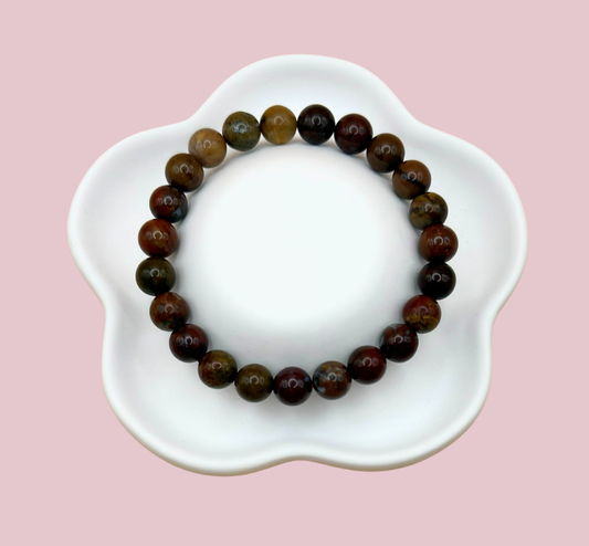 Armband röd ocean jaspis 8 mm