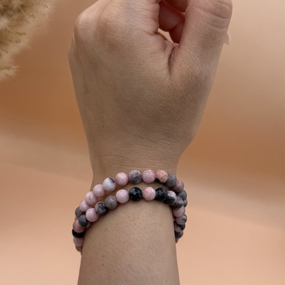 Armband rosa zebra jaspis 6 mm